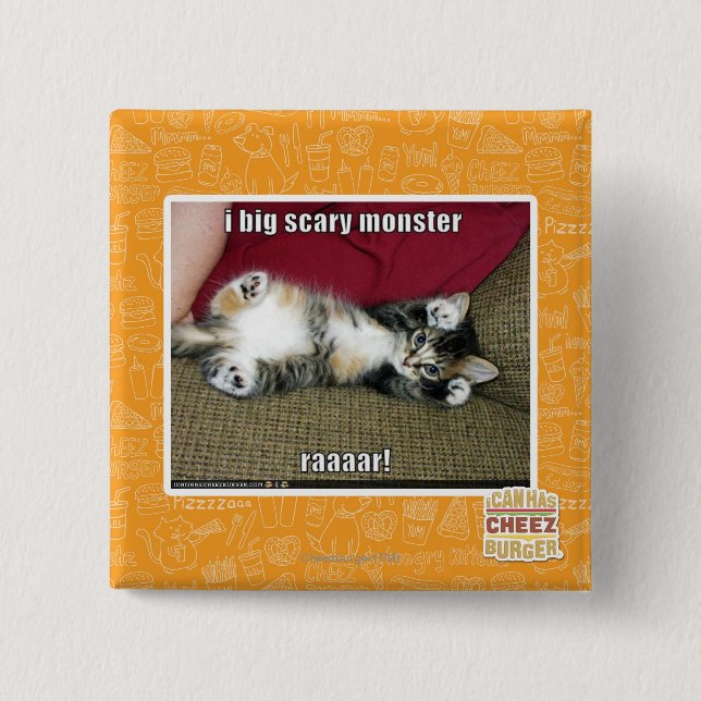 Bóton Quadrado 5.08cm Mim monstro assustador grande (Frente)