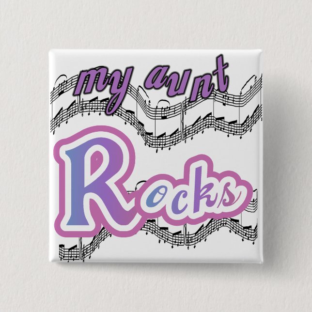 Bóton Quadrado 5.08cm Minha tia Rocks Camisetas e presentes (Frente)