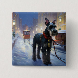 Bóton Quadrado 5.08cm Miniatura Schnauzer Fesason de Natal