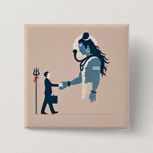 Bóton Quadrado 5.08cm minimalism image of an ordinary person greeting go