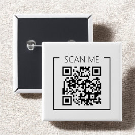 Bóton Quadrado 5.08cm Minimalist QR Code Scan Me Business