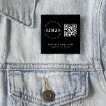 Bóton Quadrado 5.08cm Minimização do Código QR do Logotipo da Empresa Pe<br><div class="desc">Promova sua empresa com este botão moderno,  com logotipo personalizado,  código QR e texto. Adicione facilmente seu logotipo clicando na opção "personalizar".</div>