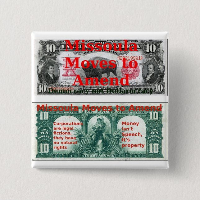 Bóton Quadrado 5.08cm Missoula move-se para alterar o botão (Frente)