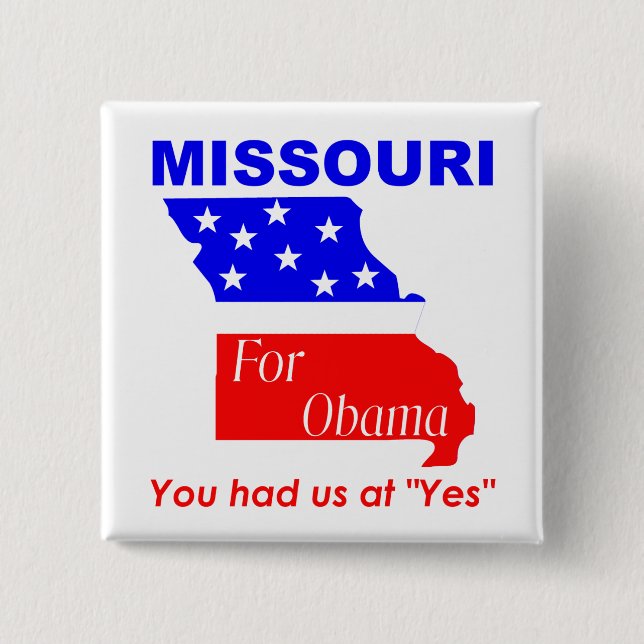 Bóton Quadrado 5.08cm Missouri para Obama (Frente)