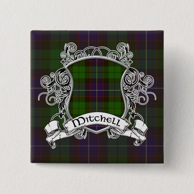 Bóton Quadrado 5.08cm Mitchell Tartan Shield (Frente)