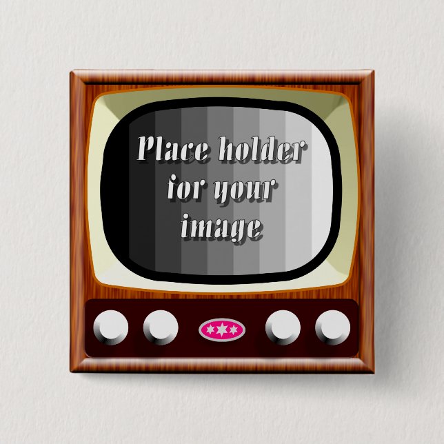 Bóton Quadrado 5.08cm modelo da televisão do 50 (Frente)