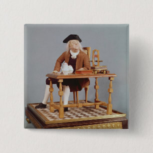 Bóton Quadrado 5.08cm Modelo de Benjamin Franklin em sua mesa