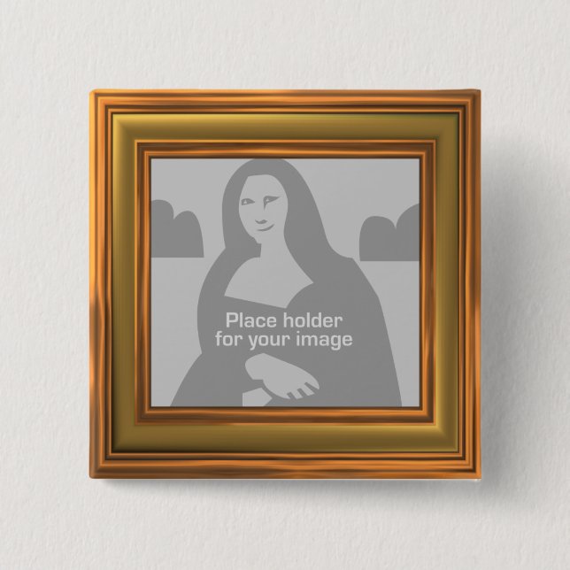 Bóton Quadrado 5.08cm Modelo de Quadro Dourado (Frente)