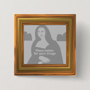 Bóton Quadrado 5.08cm Modelo de Quadro Dourado