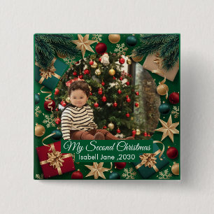 Bóton Quadrado 5.08cm Modelo de Texto de Foto da Família Personalizada d