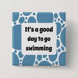 Bóton Quadrado 5.08cm Modelo de texto e padrão azul