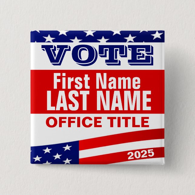 Bóton Quadrado 5.08cm Modelo do botão de campanha personalizado (Frente)