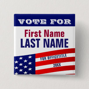 Bóton Quadrado 5.08cm Modelo feito sob encomenda do botão da campanha