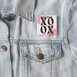 Bóton Quadrado 5.08cm Modern Bold XOXO Feliz Dia dos Namorados Presente