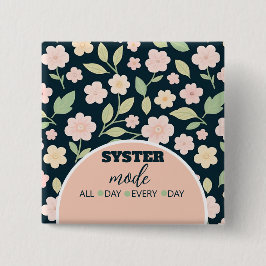 Bóton Quadrado 5.08cm Modern Pink Wildflowers Pattern