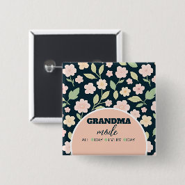 Bóton Quadrado 5.08cm Modern Pink Wildflowers Pattern