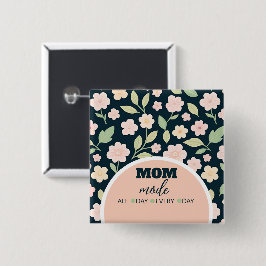 Bóton Quadrado 5.08cm Modern Pink Wildflowers Pattern