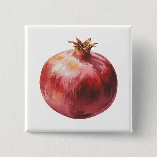 Bóton Quadrado 5.08cm Modern Trendy Watercolor Pomegranate  (Frente)