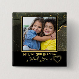 Bóton Quadrado 5.08cm Modern We Love you Grandpa black and gold Photo