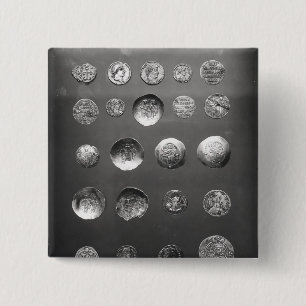 Bóton Quadrado 5.08cm Moedas bizantinas, romanas e de Sassanian