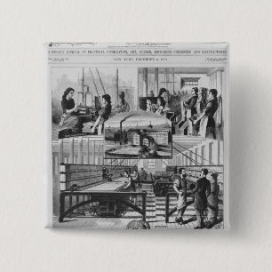 Bóton Quadrado 5.08cm Moinhos da empresa de linho de Willimantic