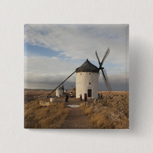 Bóton Quadrado 5.08cm Moinhos de vento Antique La Mancha, com visitantes