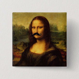 Bóton Quadrado 5.08cm Mona Lisa Com bigode