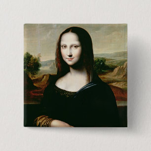 Bóton Quadrado 5.08cm Mona Lisa, cópia da pintura por Leonardo a