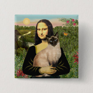 Bóton Quadrado 5.08cm Mona Lisa - Gato Siamês de Seal Point