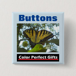 Bóton Quadrado 5.08cm Monarca Amarela promocional