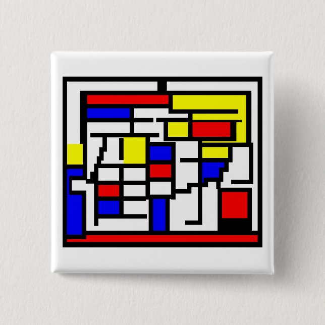 Bóton Quadrado 5.08cm Mondrian (Frente)