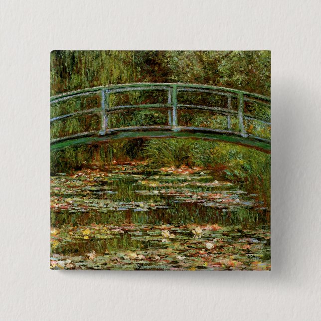 Bóton Quadrado 5.08cm Monet French Bridge Giverney (Frente)