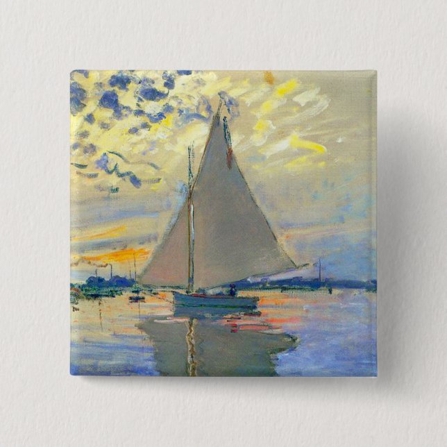 Bóton Quadrado 5.08cm Monet Sailboat no Le Petit-Gennevilliers (Frente)