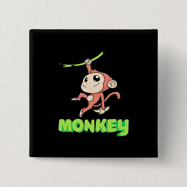 Bóton Quadrado 5.08cm Monkey Banana (Frente)
