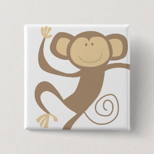 Bóton Quadrado 5.08cm Monkeying ao redor o botão quadrado
