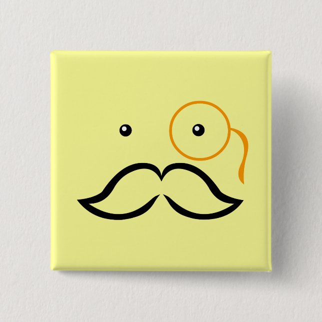 Bóton Quadrado 5.08cm Monocle e bigode (Frente)