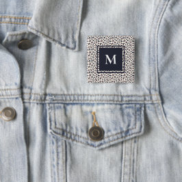 Bóton Quadrado 5.08cm Monograma cor-de-rosa de impressão leopardo