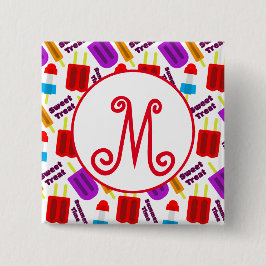 Bóton Quadrado 5.08cm Monograma de Bar de Sumo Congelado