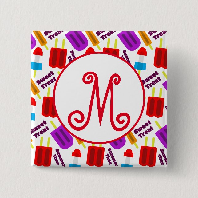 Bóton Quadrado 5.08cm Monograma de Bar de Sumo Congelado (Frente)