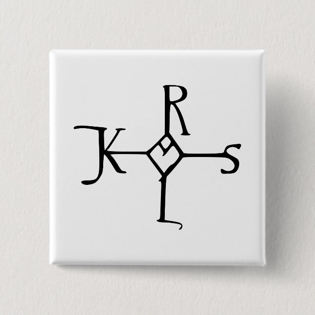 Bóton Quadrado 5.08cm Monograma de Charlemagne (Frente)