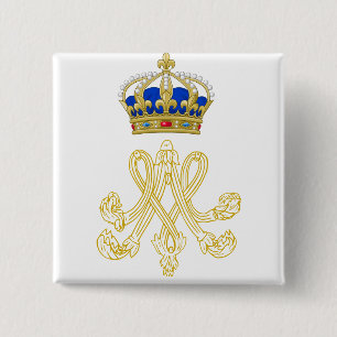 Bóton Quadrado 5.08cm Monograma de Marie Antoinette