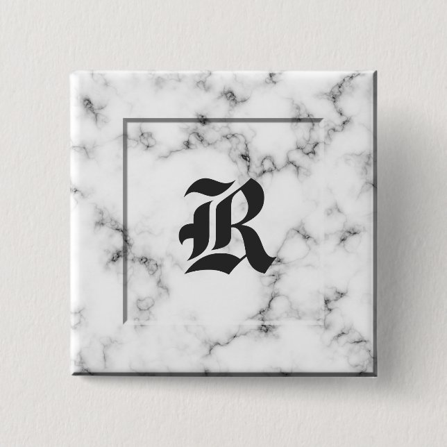 Bóton Quadrado 5.08cm Monograma de mármore (Frente)