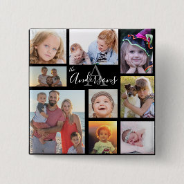 Bóton Quadrado 5.08cm Monograma Família Oito Foto Personalizada