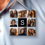 Bóton Quadrado 5.08cm Monograma Personalizado de Colagem de Fotos em Pre<br><div class="desc">Você pode usar fotos do Instagram para este design. Use 8 fotos quadradas para criar um presente exclusivo e pessoal. Ou você pode ficar com o filhote hipster e fazer uma moda. Se precisar ajustar as fotos,  clique na ferramenta personalizar para fazer alterações.</div>