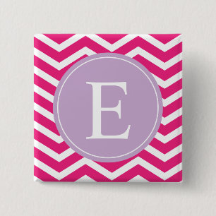 Bóton Quadrado 5.08cm Monograma Púrpura, Colar Branco Rosa