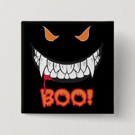 Bóton Quadrado 5.08cm Monster Grin Boo! Botão Preto Quadrado Masculino