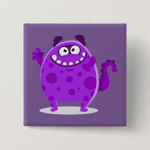 Bóton Quadrado 5.08cm Monstro Adorável Roxo