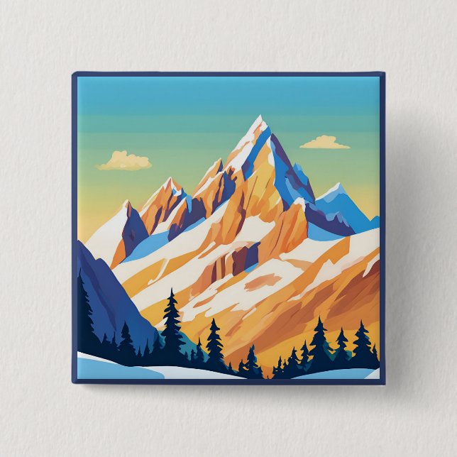 Bóton Quadrado 5.08cm Montanhas Magestosas (Frente)