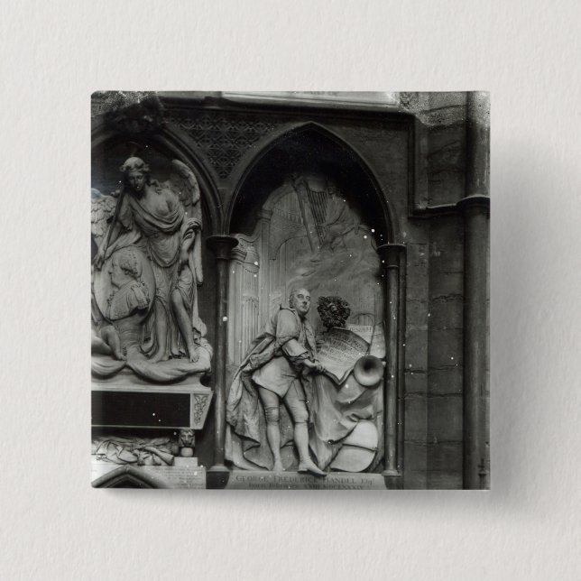 Bóton Quadrado 5.08cm Monumento a Handel, 1762 (Frente)