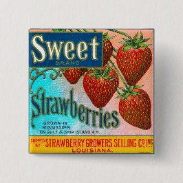 Bóton Quadrado 5.08cm Morangos Doce